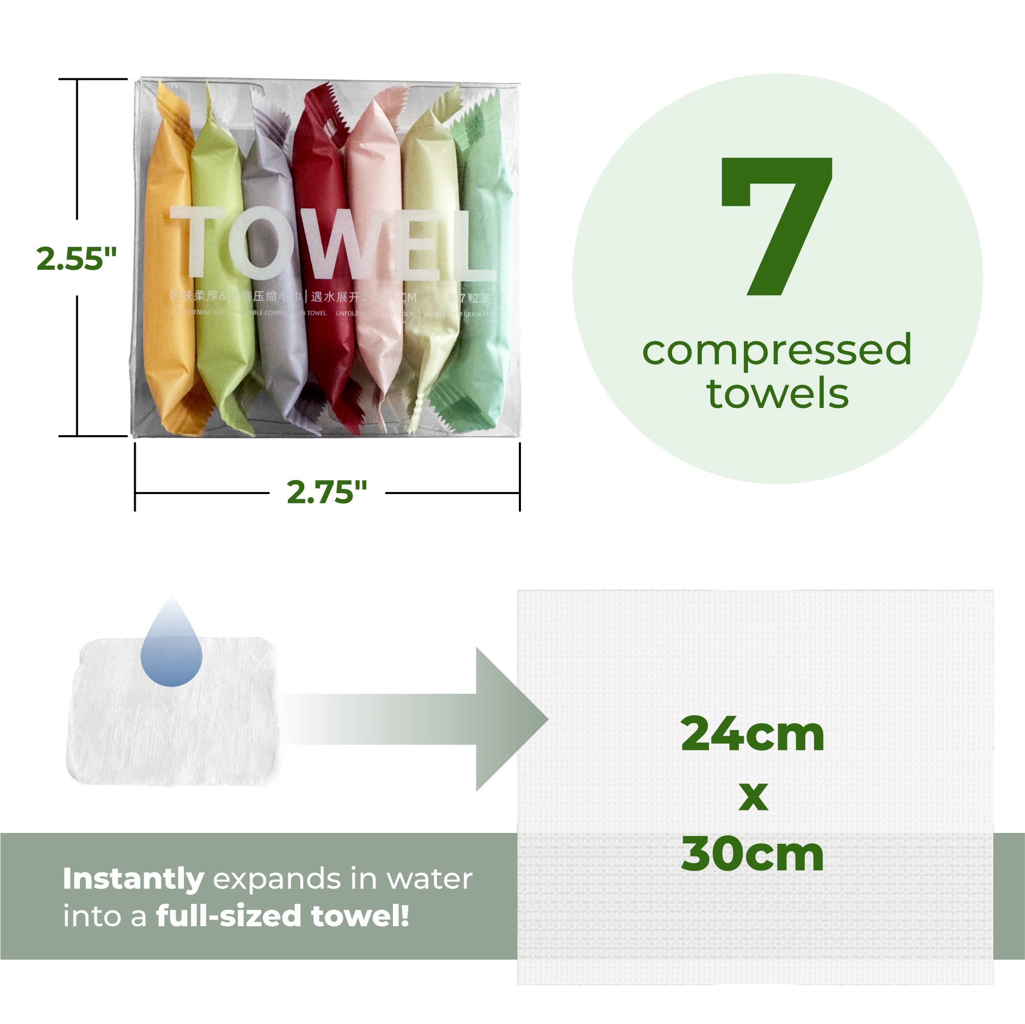 Portable Compressed Towel - 7 Pack