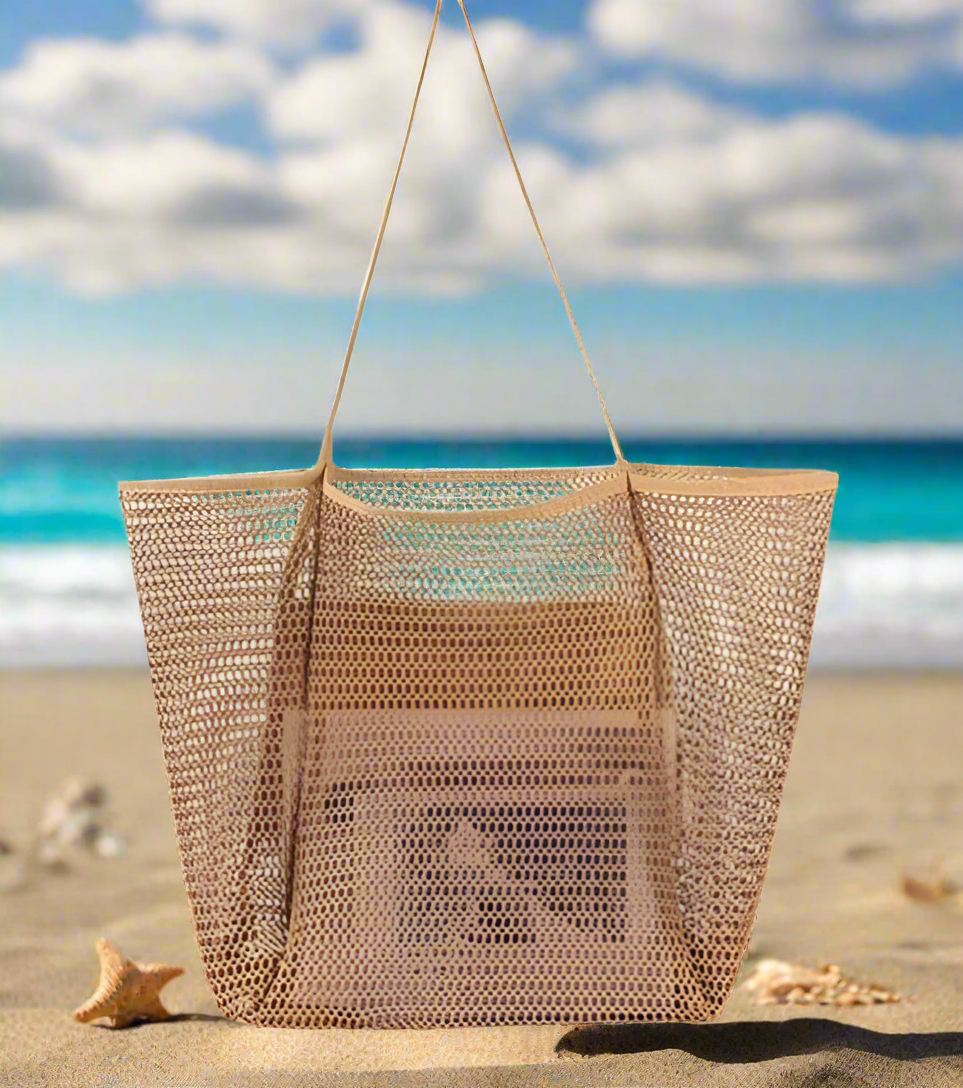Lightweight Foldable Mesh Tote Bag - Black