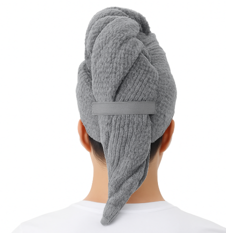 Hair Towel – Ultra Soft, Lightweight, Super Absorbent (Gray)