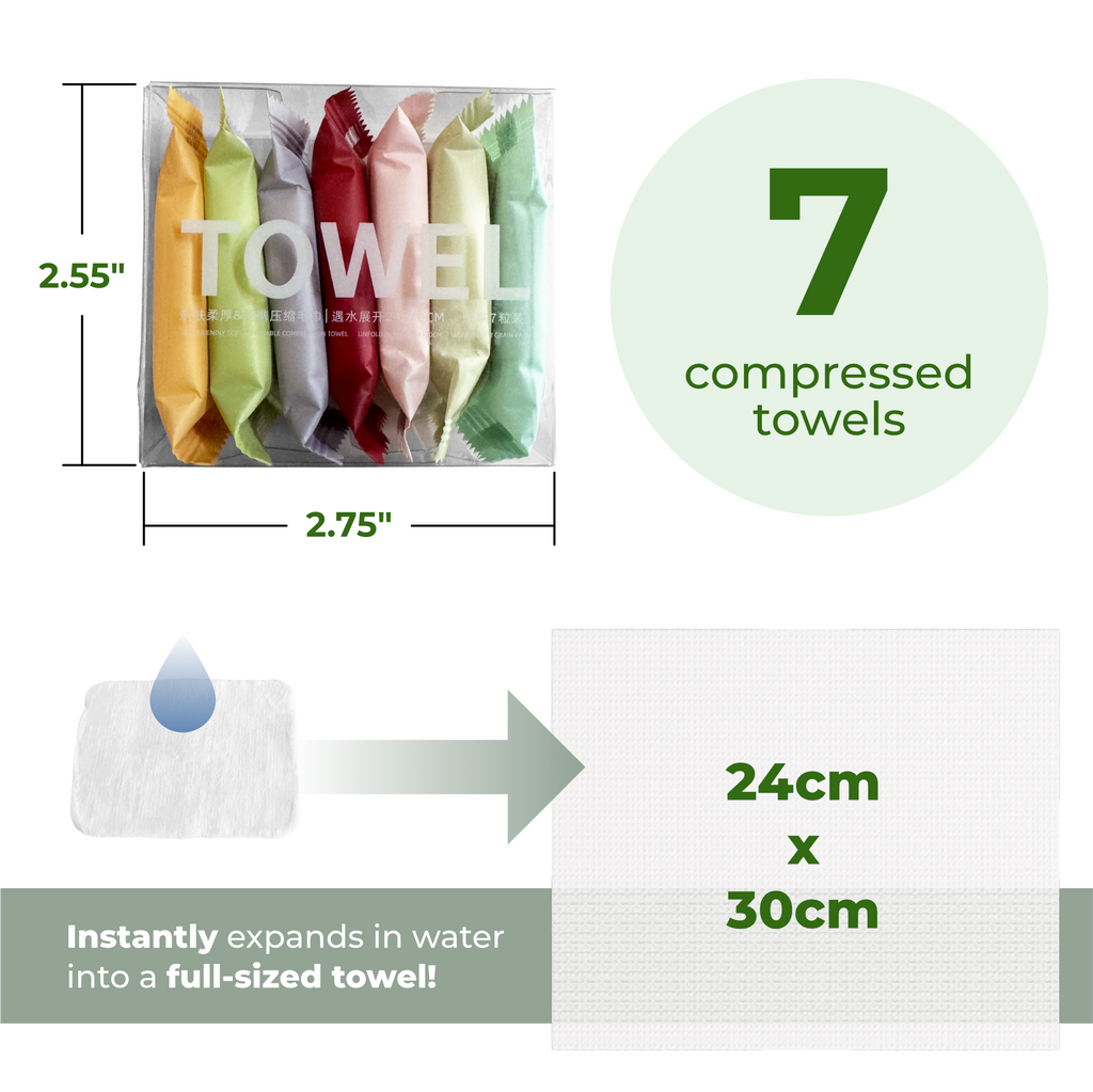 Portable Compressed Towel - 7 Pack