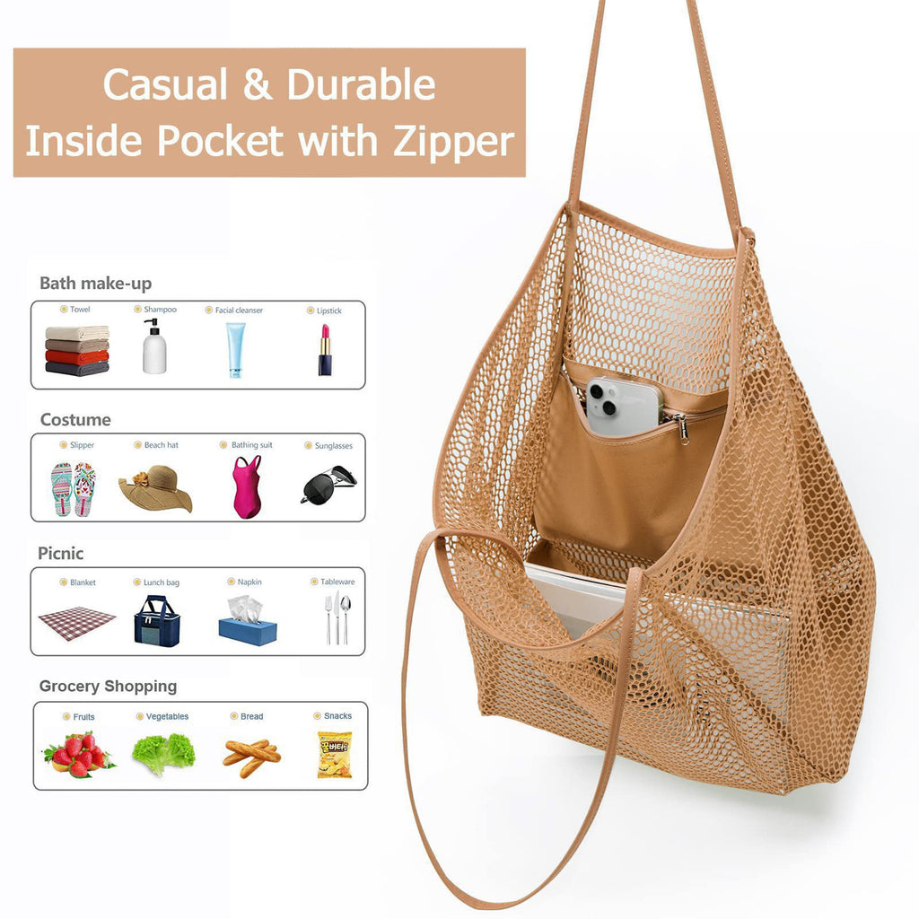 Lightweight Foldable Mesh Tote Bag - Black