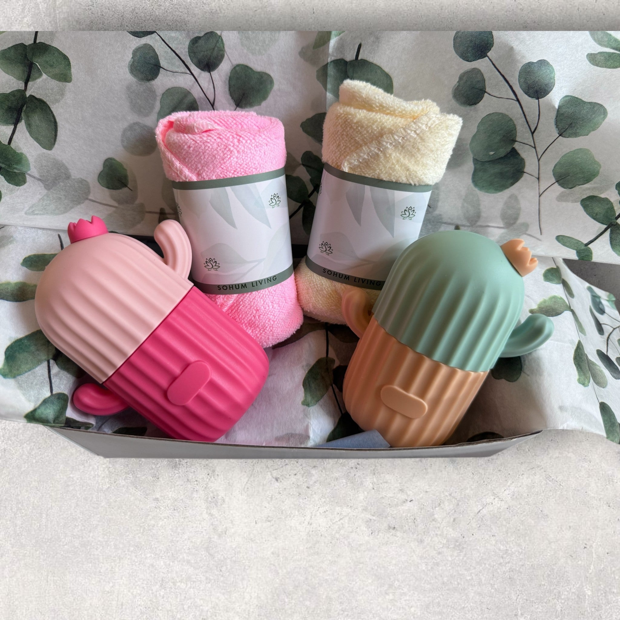 Gift Set - Premium Silicone Ice Roller for Face & Body - Reduce Puffiness, Tighten Skin, and Soothe Irritation - Pink/Hot Pink & Teal/Nude